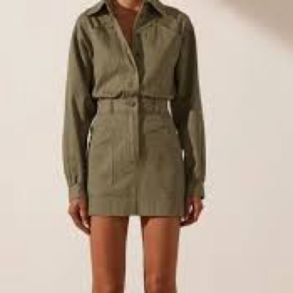 Shona joy utility denim mini dress in olive